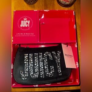 Juicy Couture black rhinestone wristlet in box